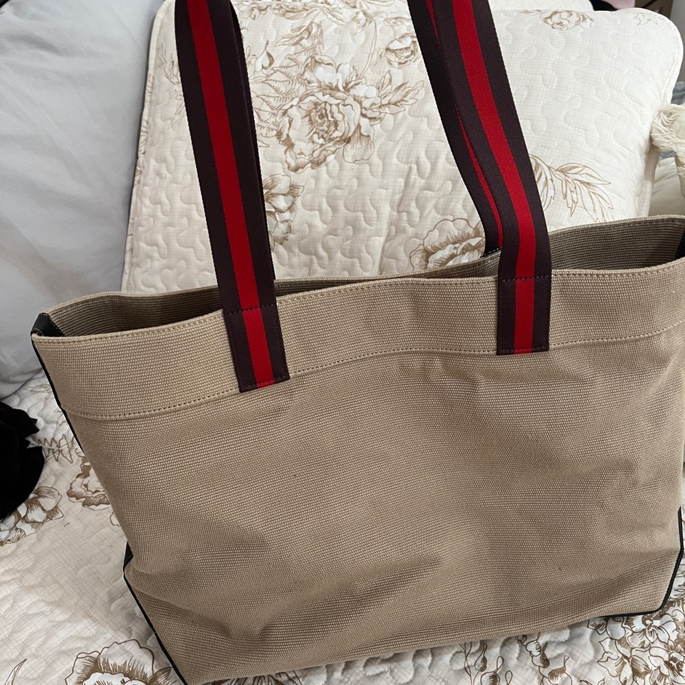 Coach Tan Duffel Bag with Red Accents - Picture 7 of 9